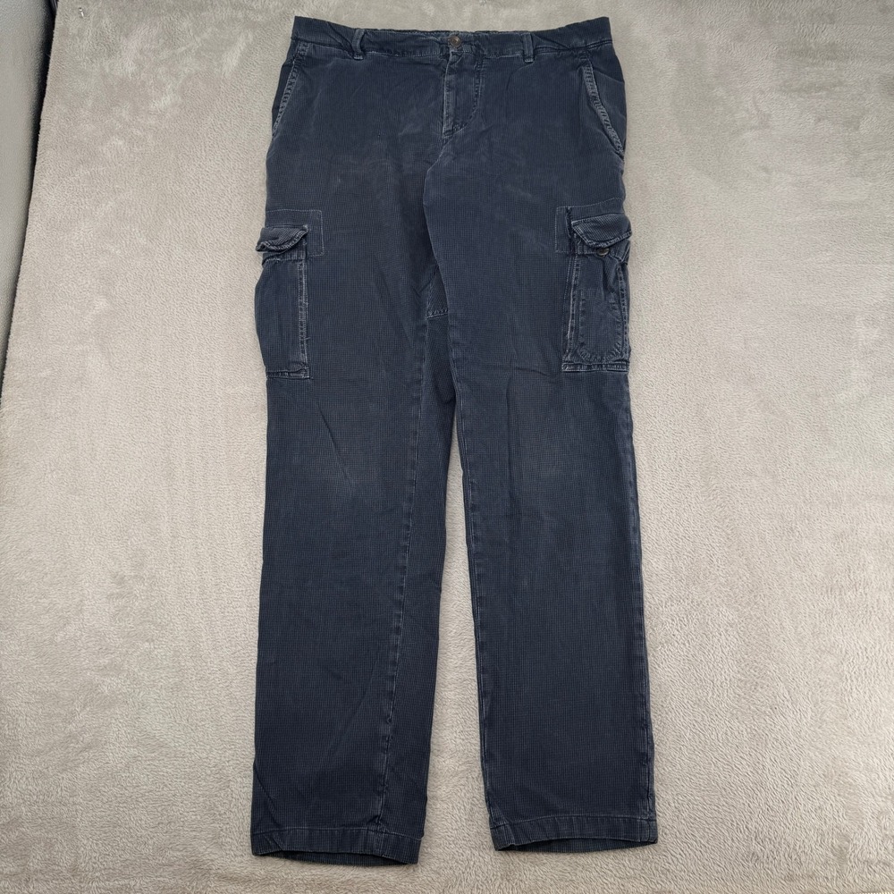 Brunello Cucinelli Cargo Pants Mens 56 Blue Striped Straight Utility Workwear